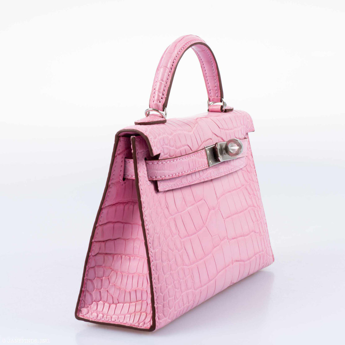Hermes Kelly 20 Mini II Sellier 5P Bubblegum Matte Pink Alligator Palladium Hardware Hermes