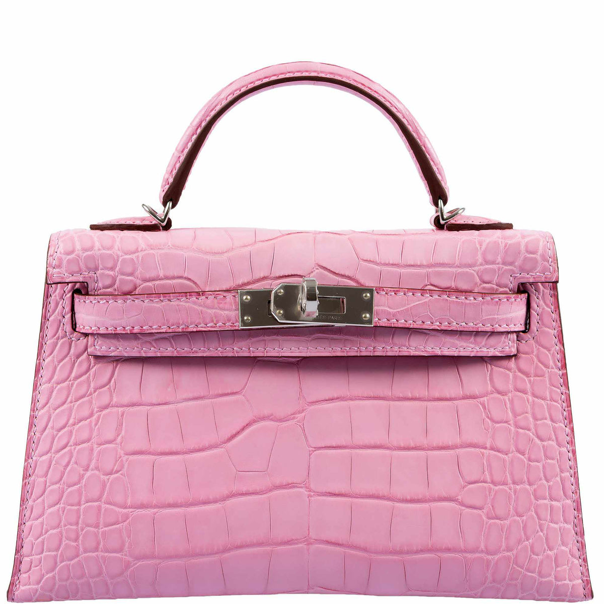 Hermes Kelly 20 Mini II Sellier 5P Bubblegum Matte Pink Alligator Palladium Hardware Hermes