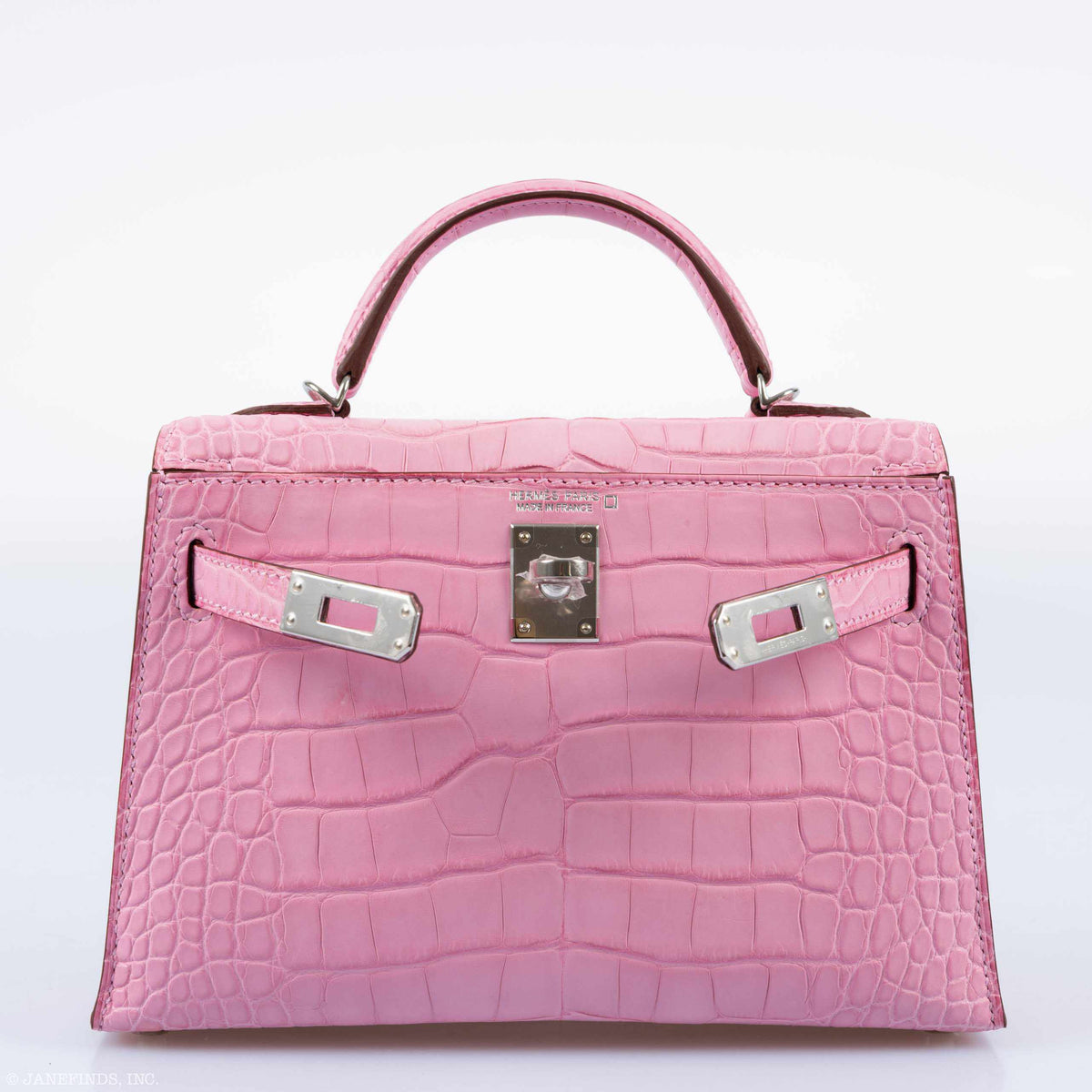 Hermes Kelly 20 Mini II Sellier 5P Bubblegum Matte Pink Alligator Palladium Hardware Hermes