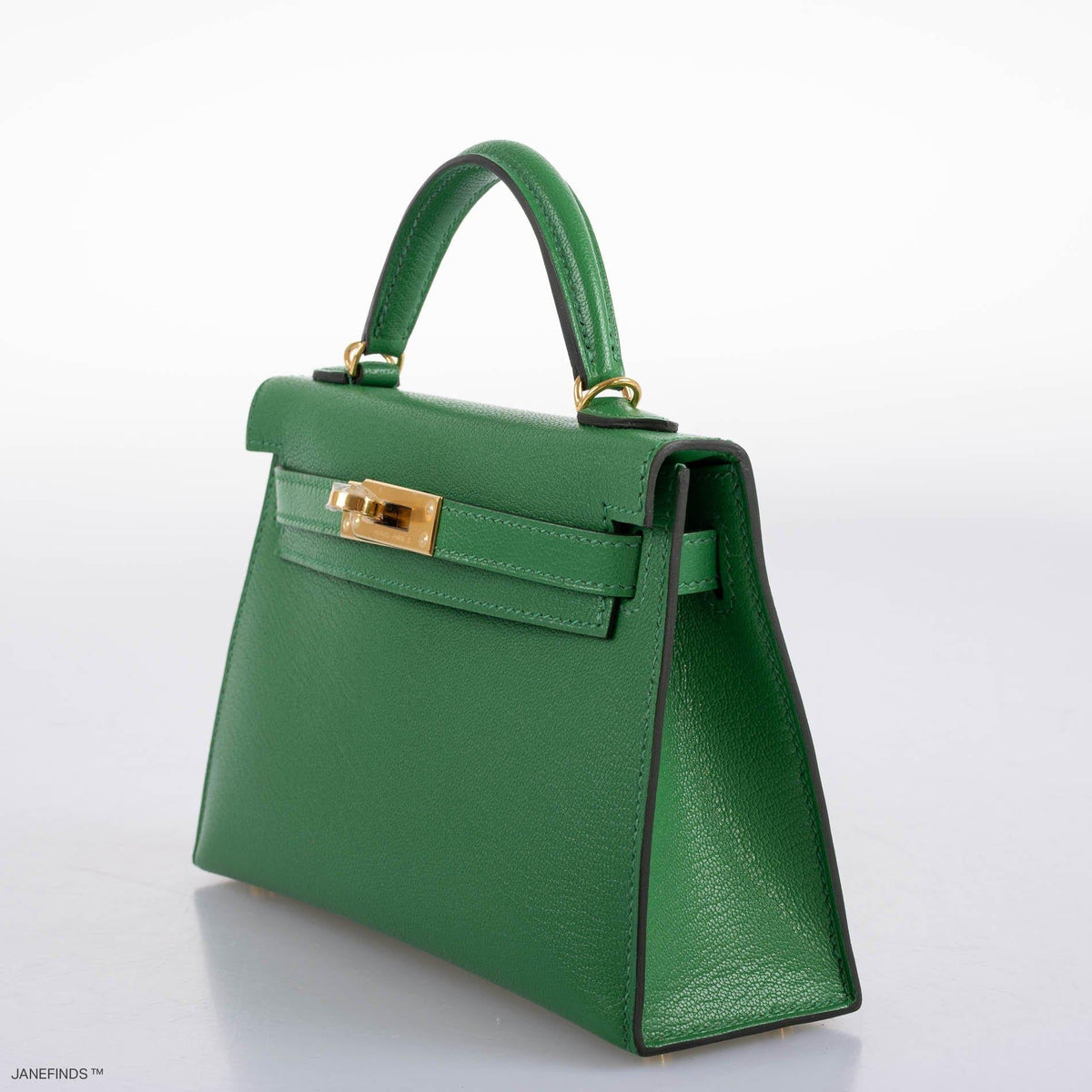 Hermes Kelly 20 Mini II Sellier Bambou Chevre with Gold Hardware Hermes