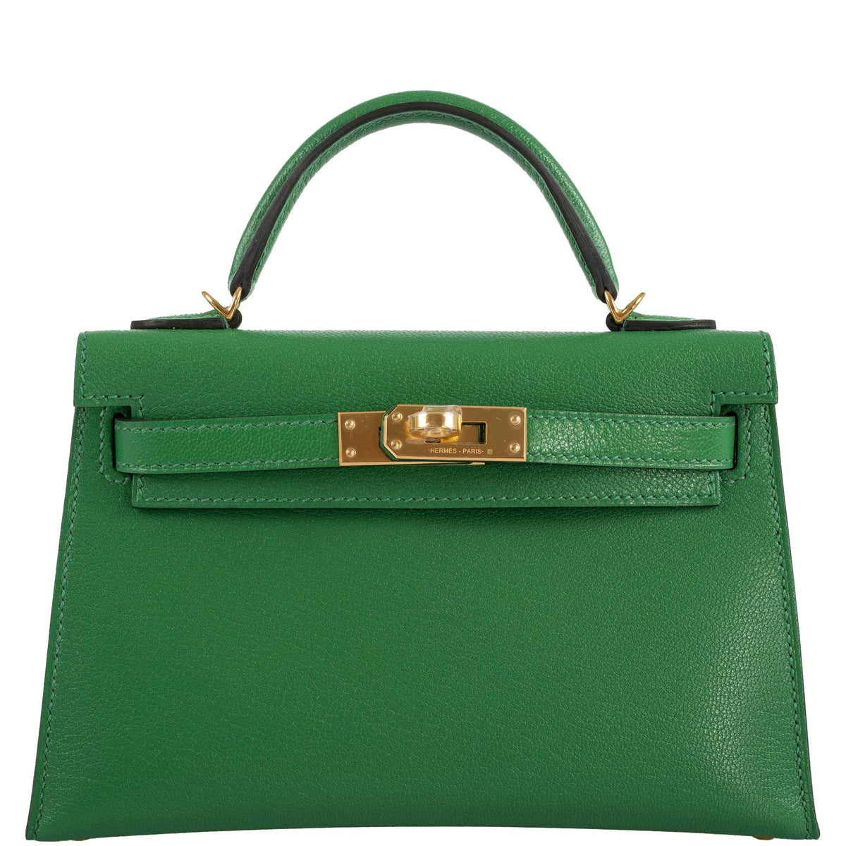 Hermes Kelly 20 Mini II Sellier Bambou Chevre with Gold Hardware Hermes