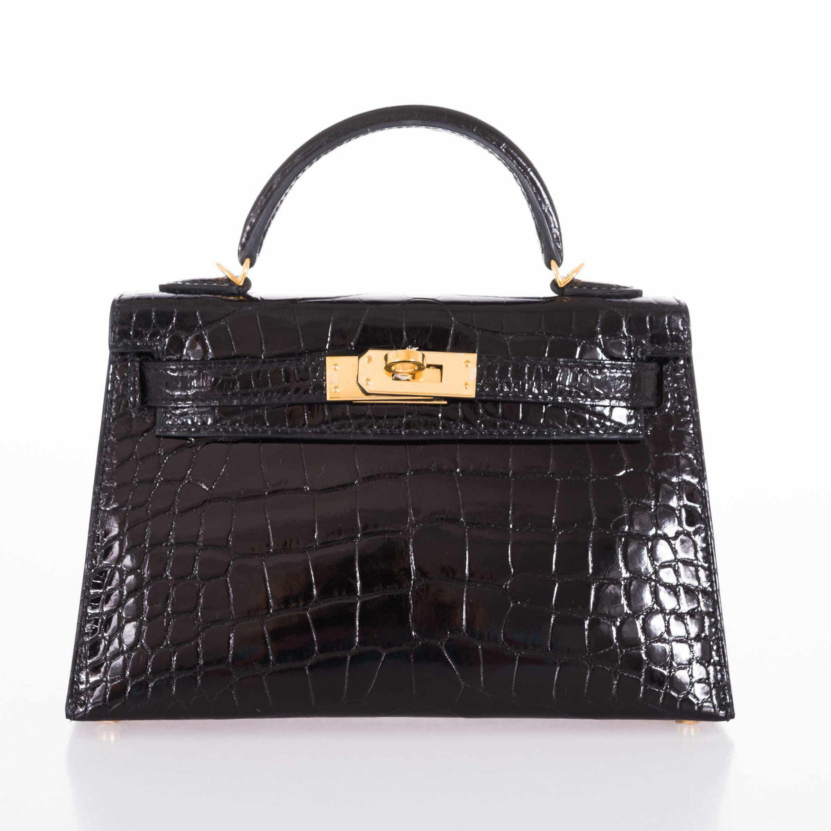Hermes Kelly 20 Mini II Sellier Black Alligator with Gold Hardware Hermes