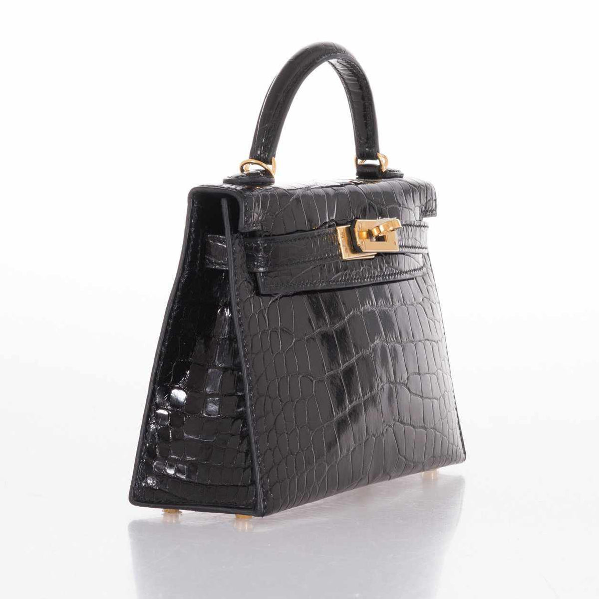 Hermes Kelly 20 Mini II Sellier Black Alligator with Gold Hardware Hermes