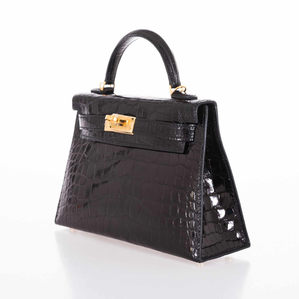 Hermes Kelly 20 Mini II Sellier Black Alligator with Gold Hardware Hermes
