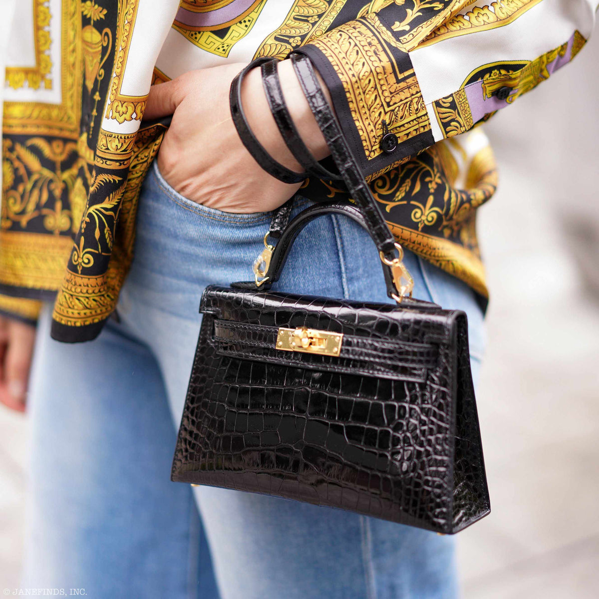 Hermes Kelly 20 Mini II Sellier Black Alligator with Gold Hardware Hermes