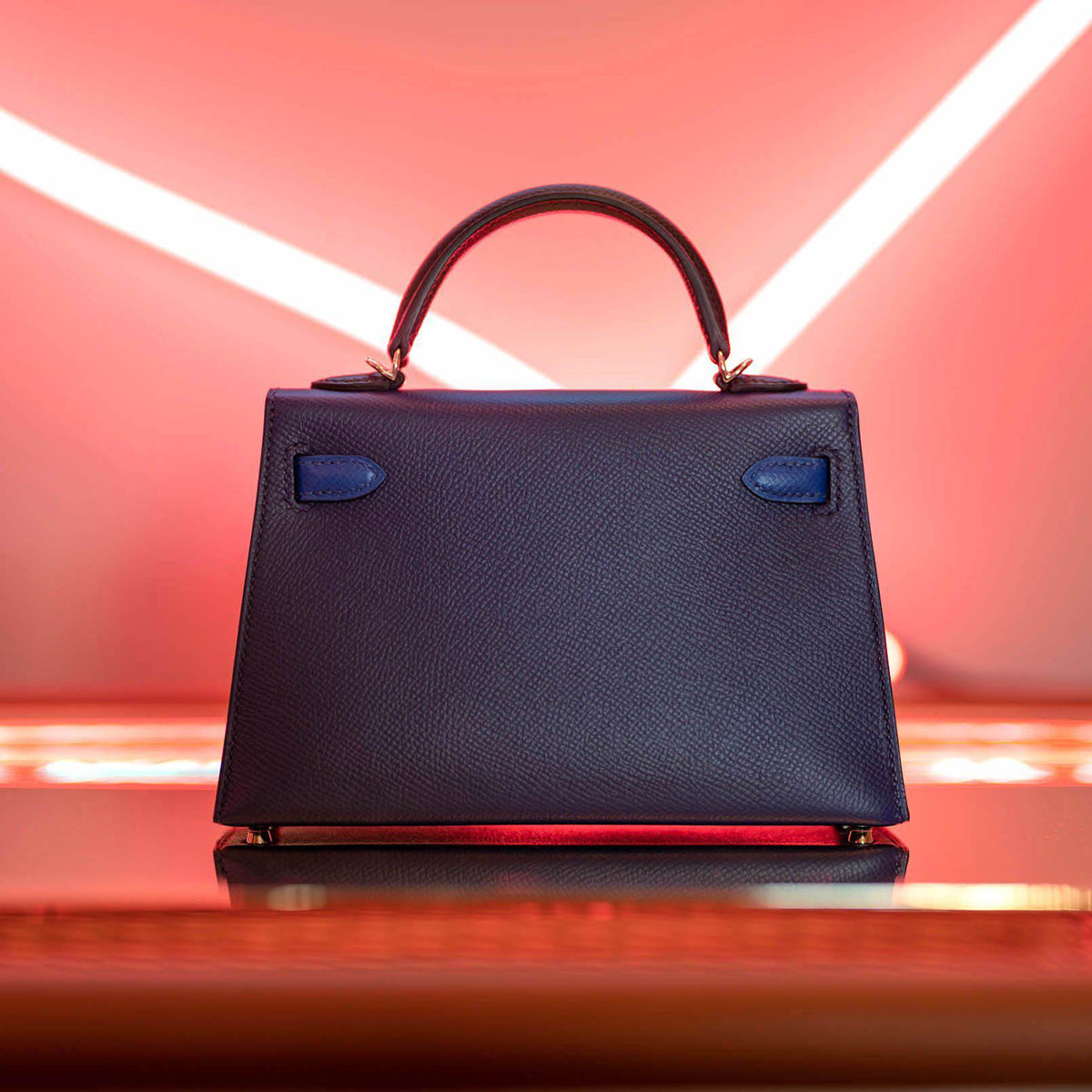 Hermes Kelly 20 Mini II Sellier Bleu Sapphire, Bleu France, Noire Epsom Palladium Hardware Hermes