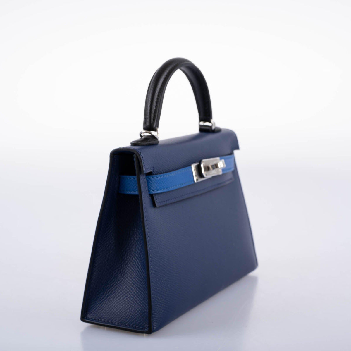 Hermes Kelly 20 Mini II Sellier Bleu Sapphire, Bleu France, Noire Epsom Palladium Hardware Hermes