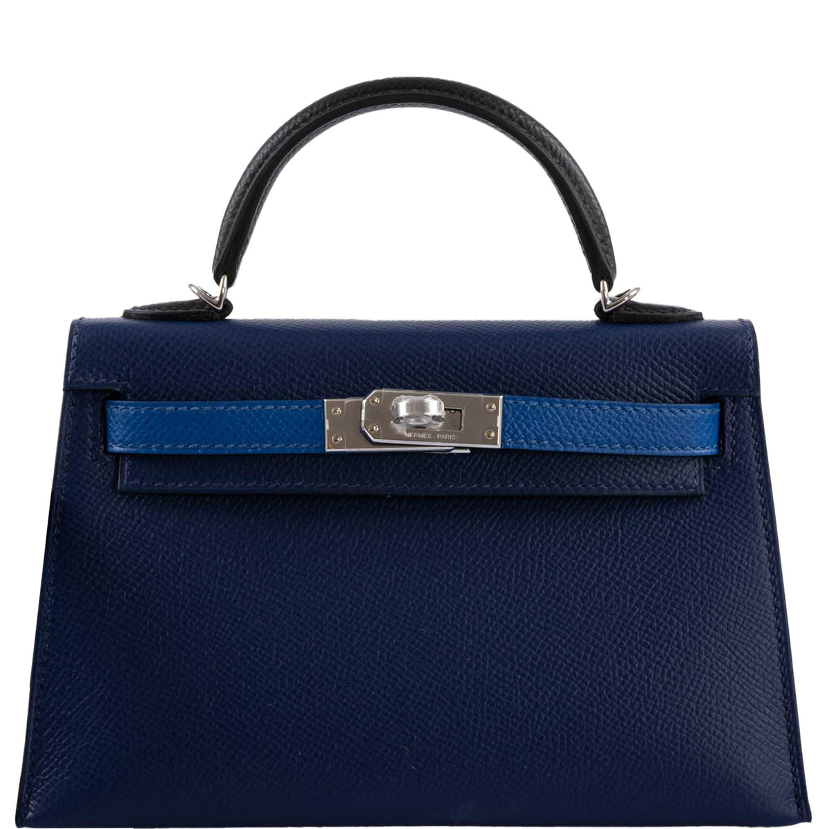 Hermes Kelly 20 Mini II Sellier Bleu Sapphire, Bleu France, Noire Epsom Palladium Hardware Hermes