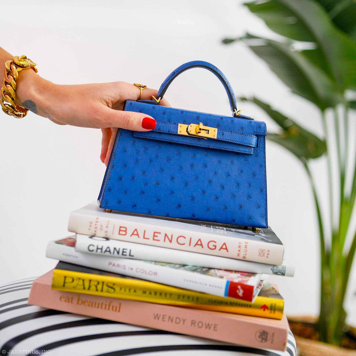 Hermes Kelly 20 Mini II Sellier Blue Sapphire Ostrich Gold Hardware Hermes