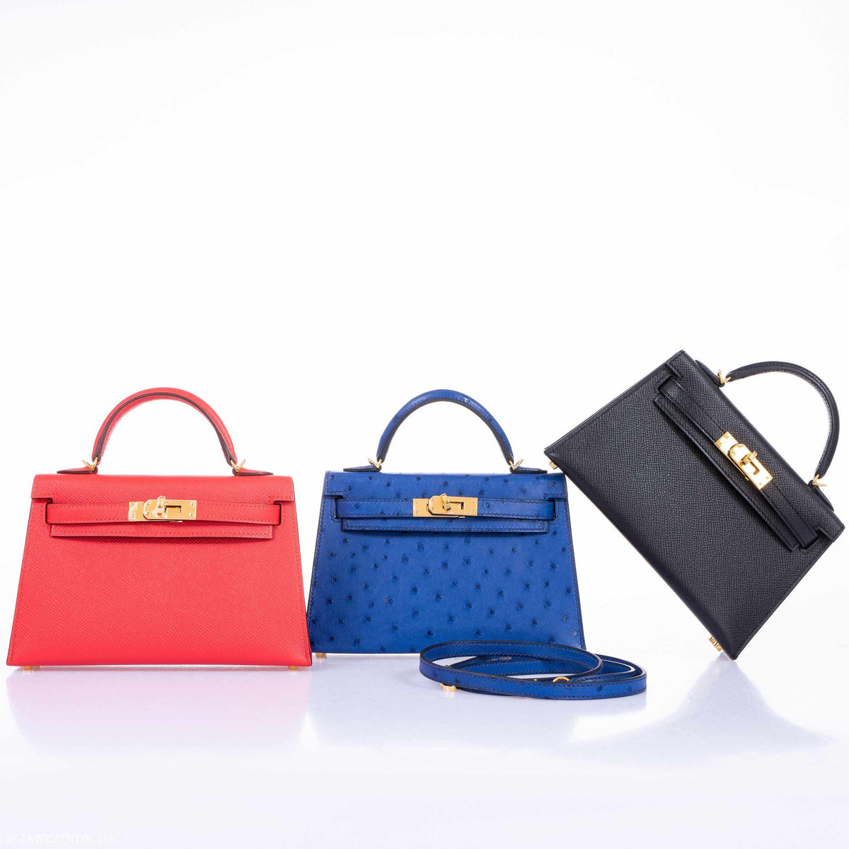 Hermes Kelly 20 Mini II Sellier Blue Sapphire Ostrich Gold Hardware Hermes