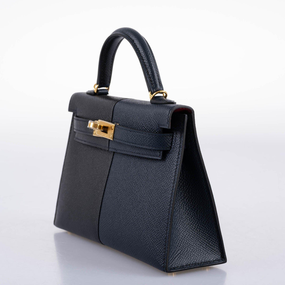 Hermes Kelly 20 Mini II Sellier "Casaque" style Black, Indigo & Rouge H Epsom with Gold Hardware Hermes