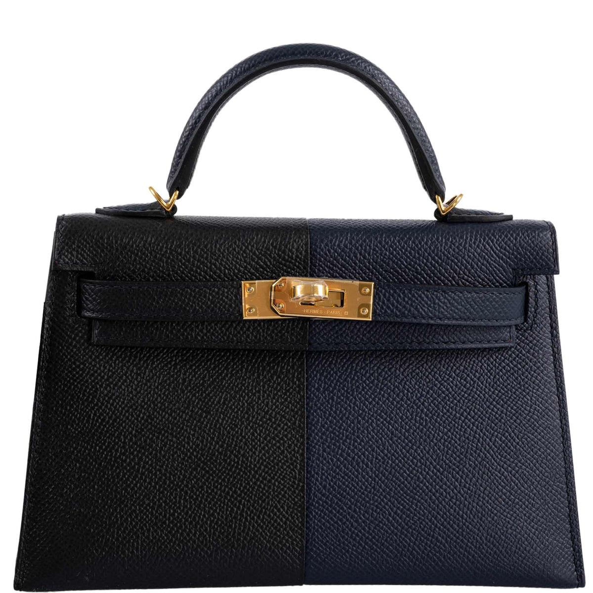 Hermes Kelly 20 Mini II Sellier "Casaque" style Black, Indigo & Rouge H Epsom with Gold Hardware Hermes