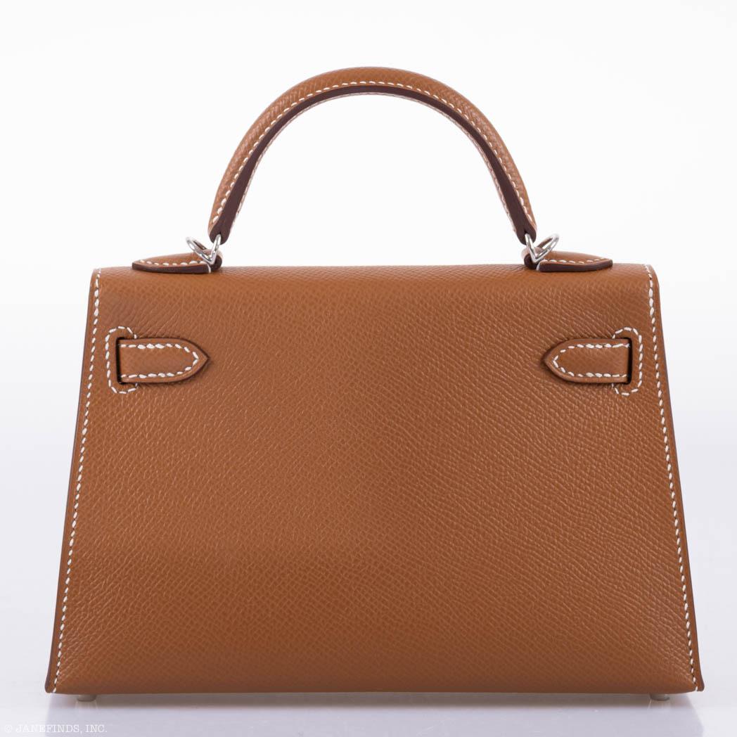 Hermes Kelly 20 Mini II Sellier Gold Epsom Leather Palladium Hardware Hermes