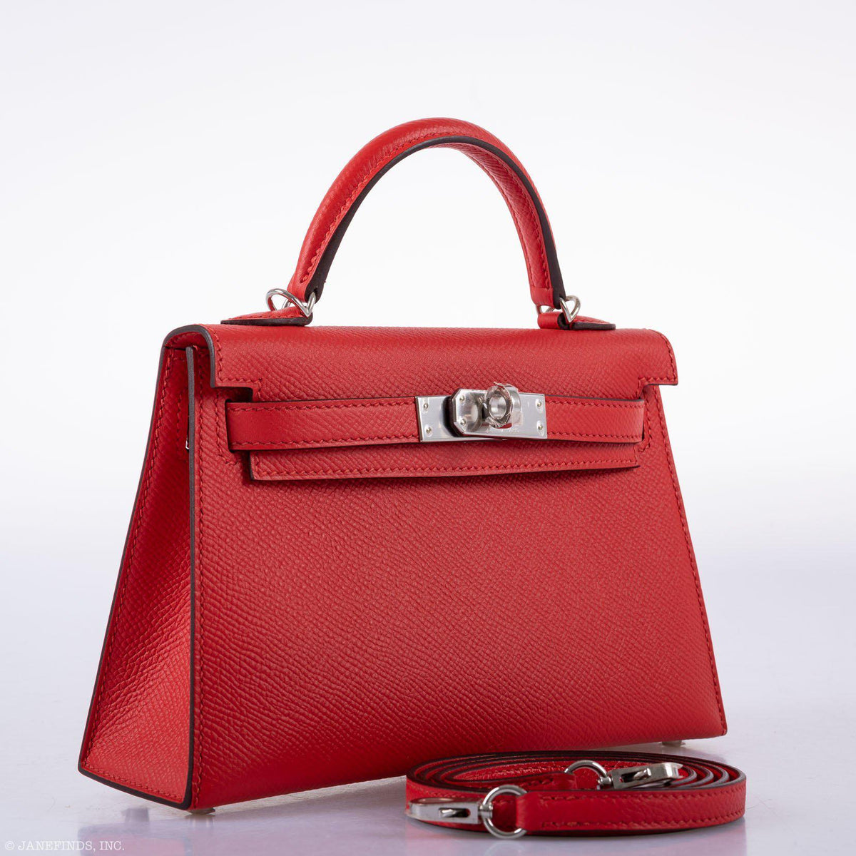 Hermes Kelly 20 Mini II Sellier Rouge Tomate Epsom Palladium Hardware Hermes