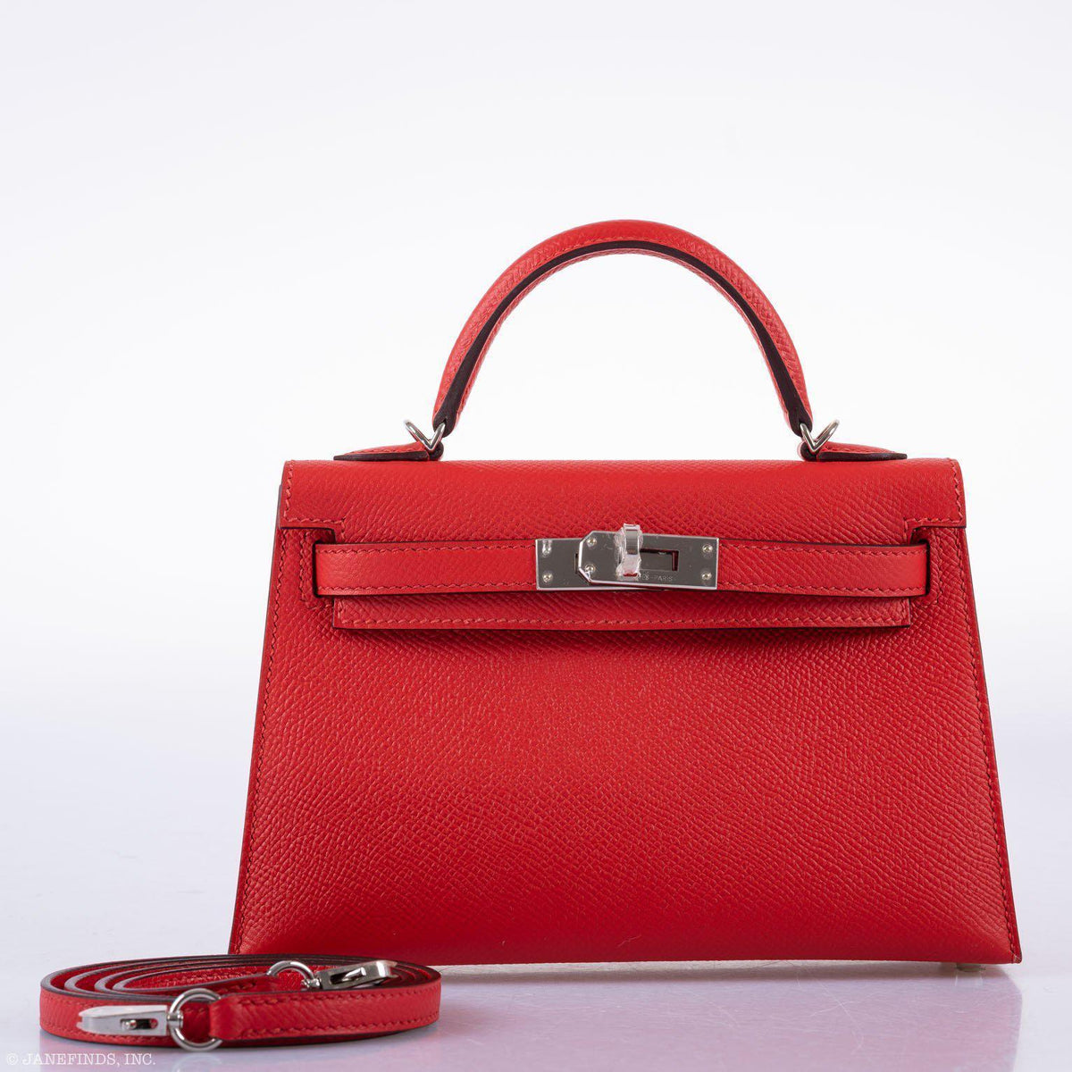 Hermes Kelly 20 Mini II Sellier Rouge Tomate Epsom Palladium Hardware Hermes