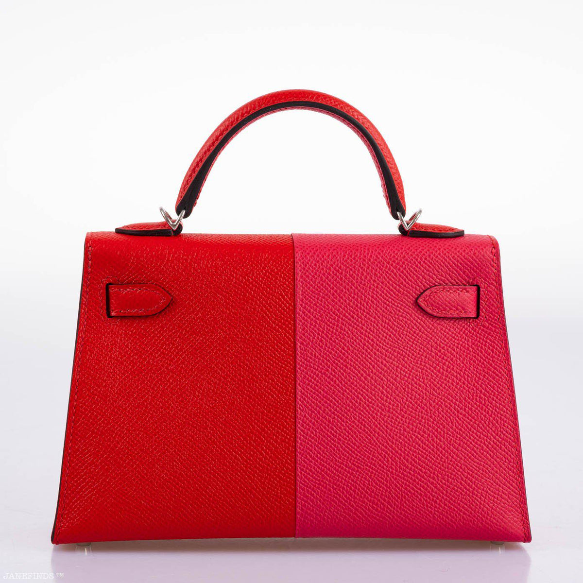 Hermes Kelly 20 Mini II Sellier Tri-color Rose Extreme, Rouge de Coeur, Bleu Zanzibar Epsom Palladium Hermes