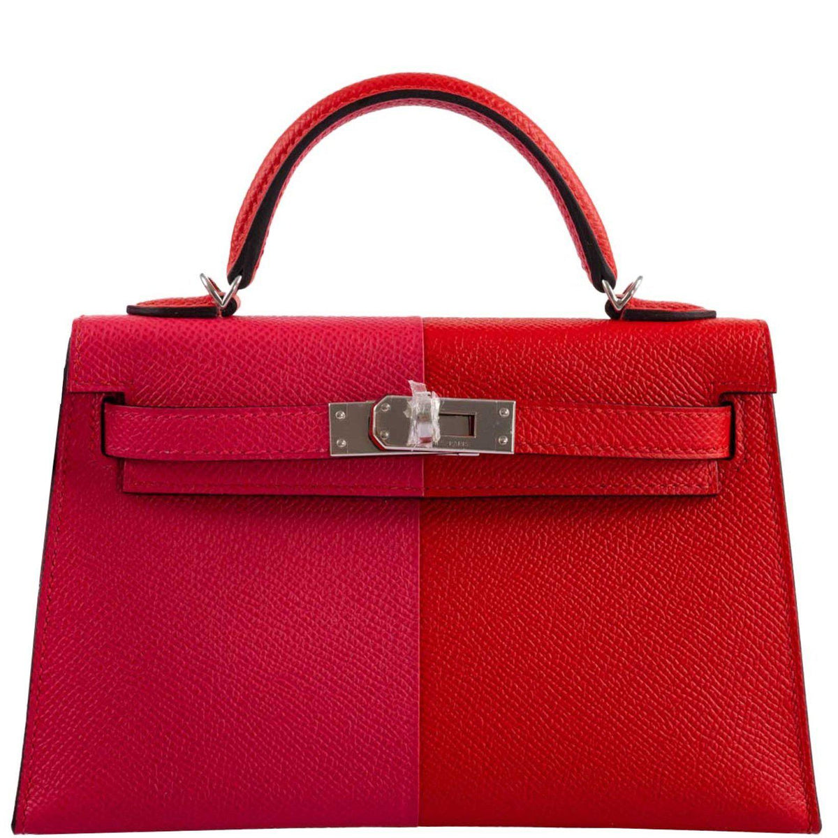 Hermes Kelly 20 Mini II Sellier Tri-color Rose Extreme, Rouge de Coeur, Bleu Zanzibar Epsom Palladium Hermes