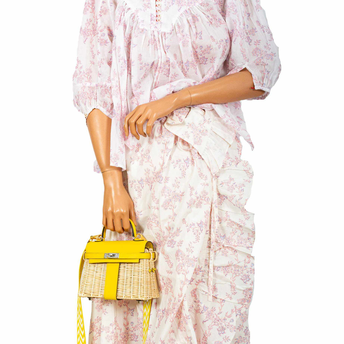 Hermes Kelly 20 Mini Picnic Jaune de Naples, Swift & Osier Wicker Palladium Hardware Hermes