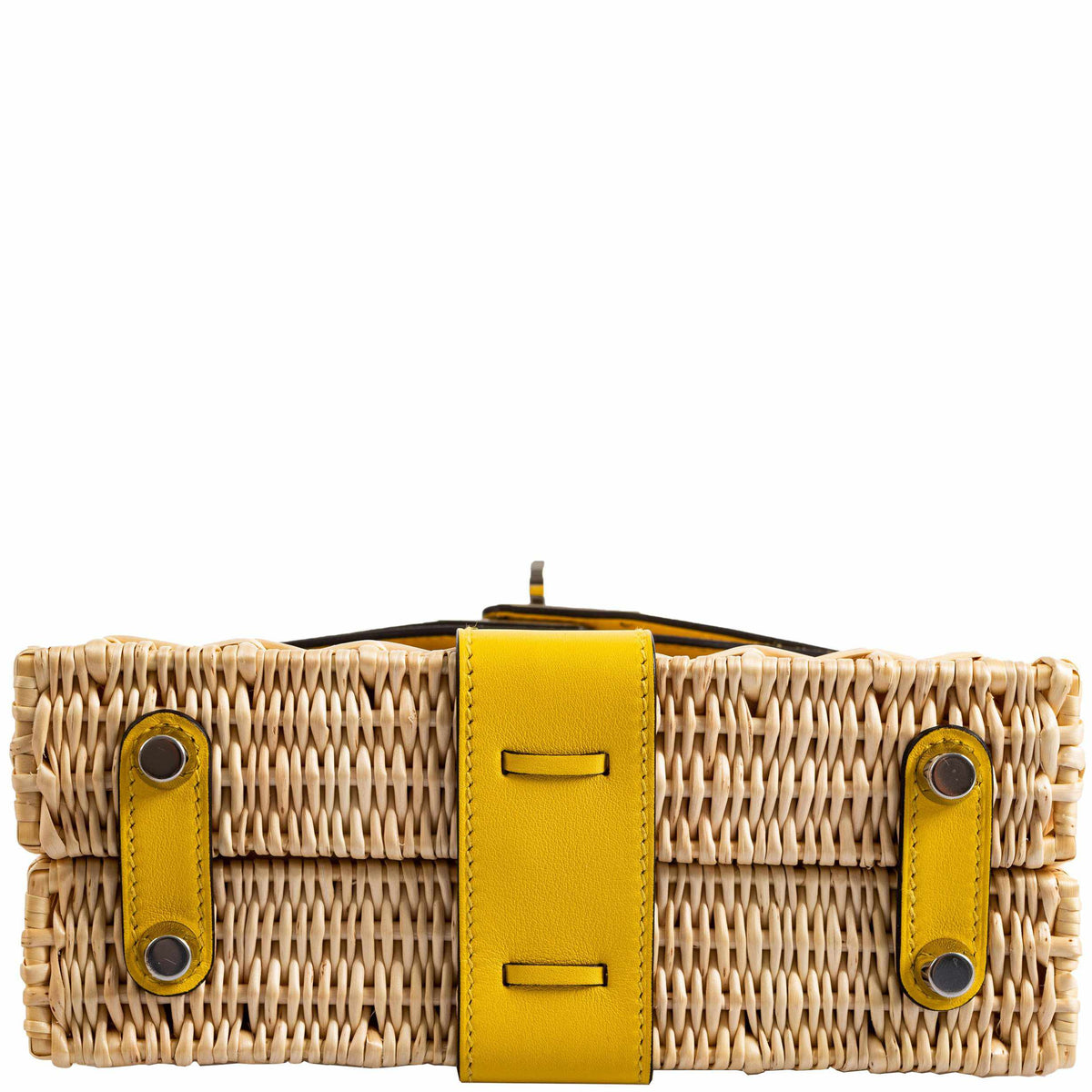 Hermes Kelly 20 Mini Picnic Jaune de Naples, Swift & Osier Wicker Palladium Hardware Hermes