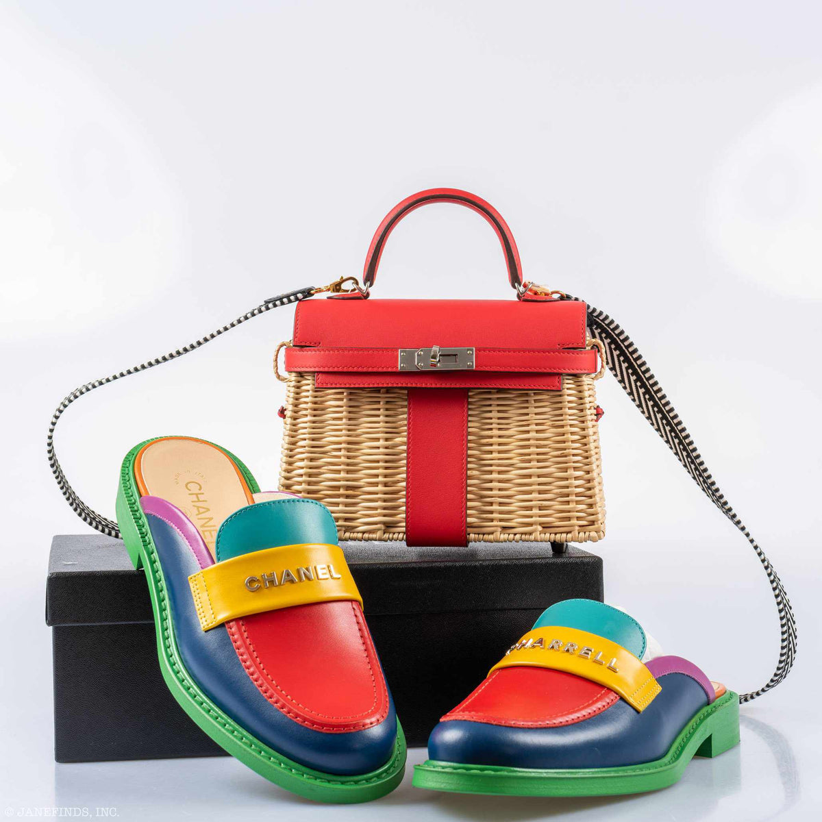 Hermes Kelly 20 Mini Picnic Rouge De Coeur, Swift & Osier Wicker Palladium Hardware Hermes