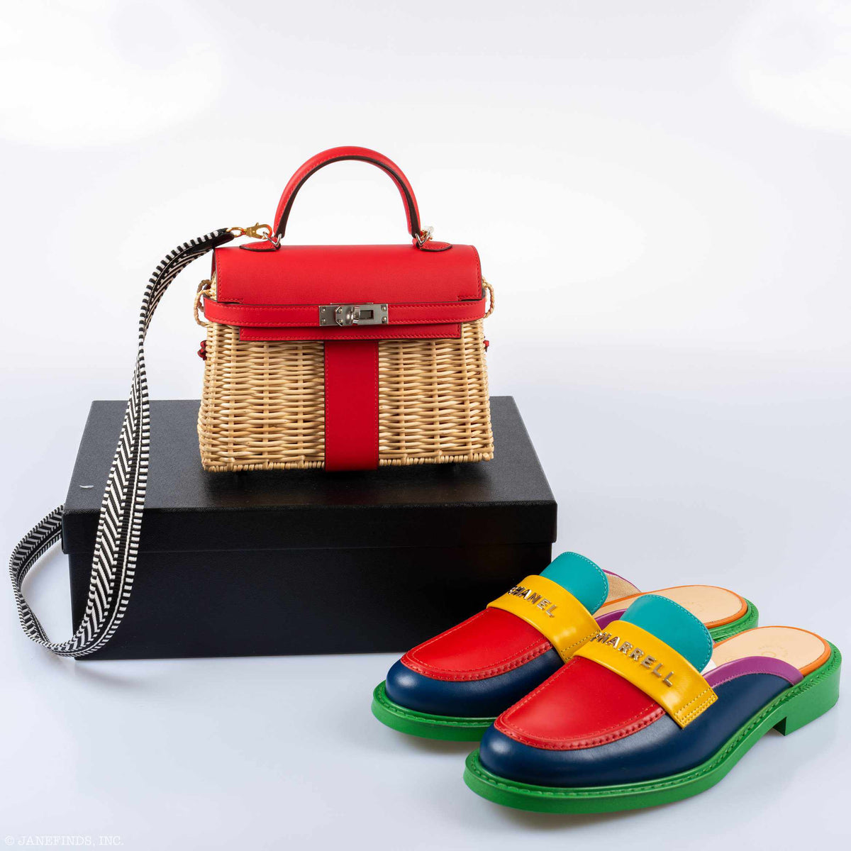 Hermes Kelly 20 Mini Picnic Rouge De Coeur, Swift & Osier Wicker Palladium Hardware Hermes