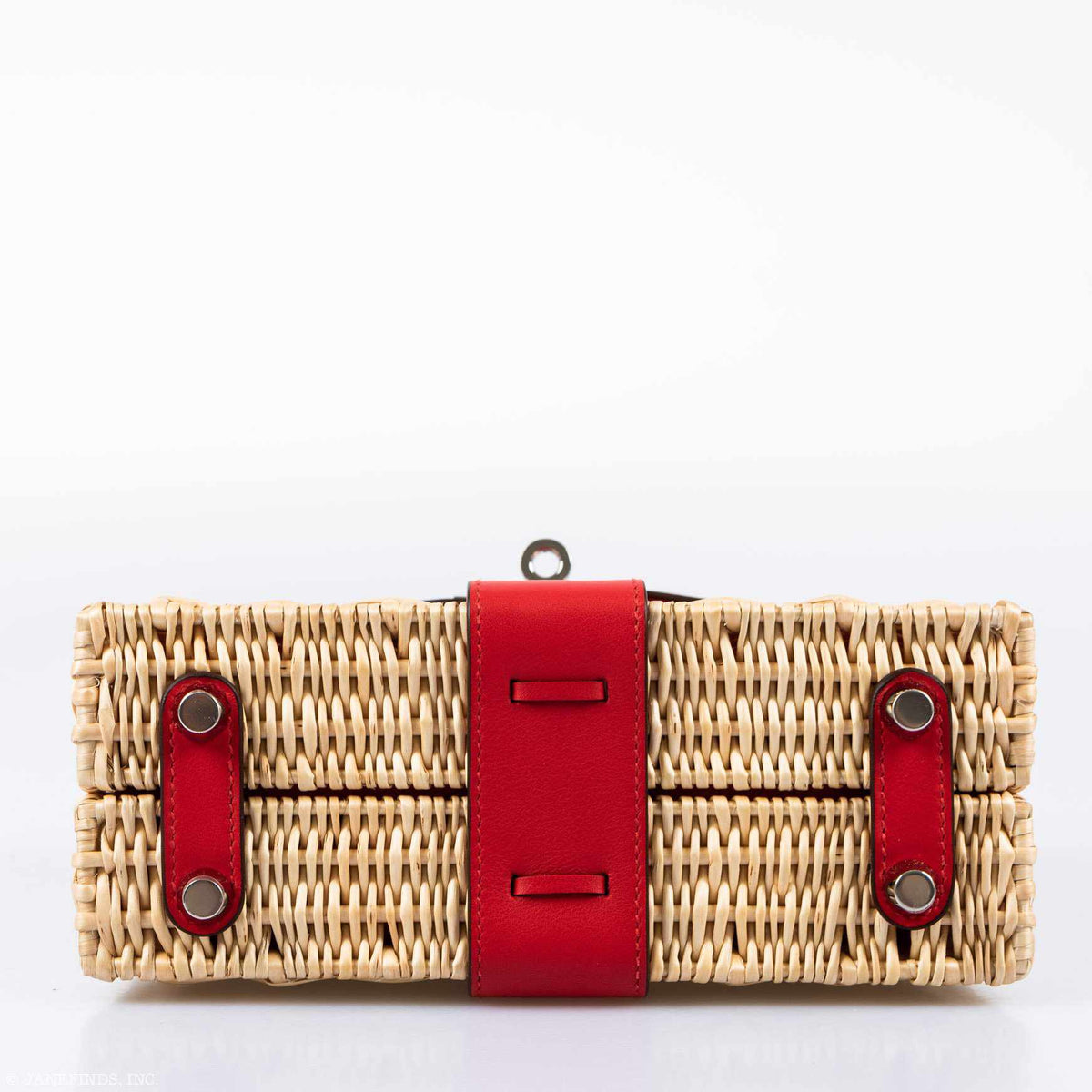Hermes Kelly 20 Mini Picnic Rouge De Coeur, Swift & Osier Wicker Palladium Hardware Hermes
