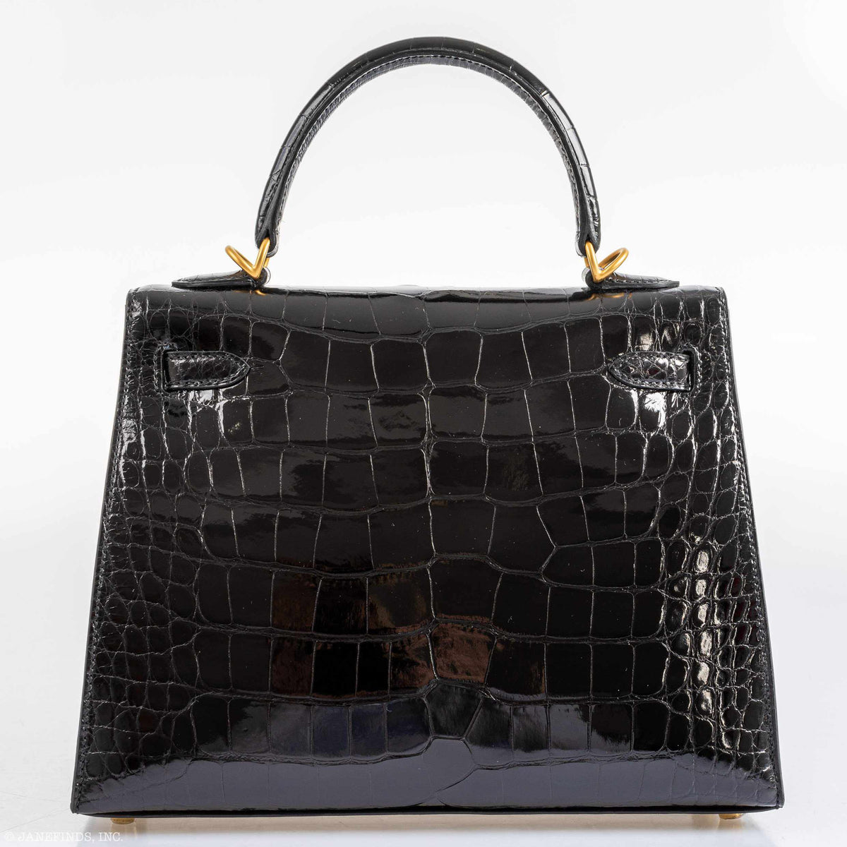 Hermes Kelly 25 HSS Sellier Black Shiny Alligator Brushed Gold Hardware Hermes
