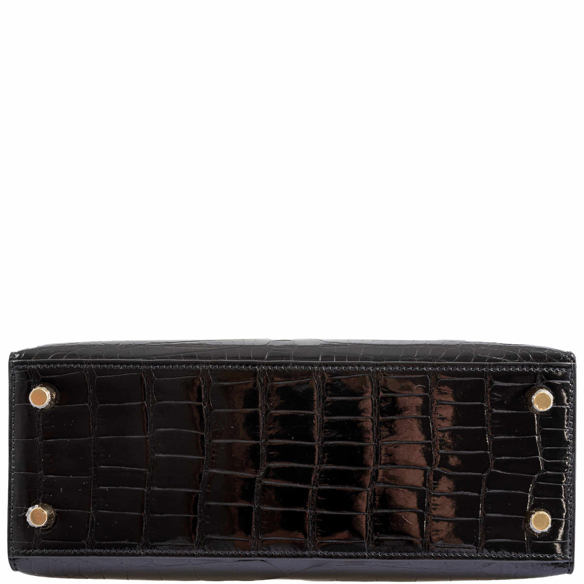 Hermes Kelly 25 HSS Sellier Black Shiny Alligator Brushed Gold Hardware Hermes