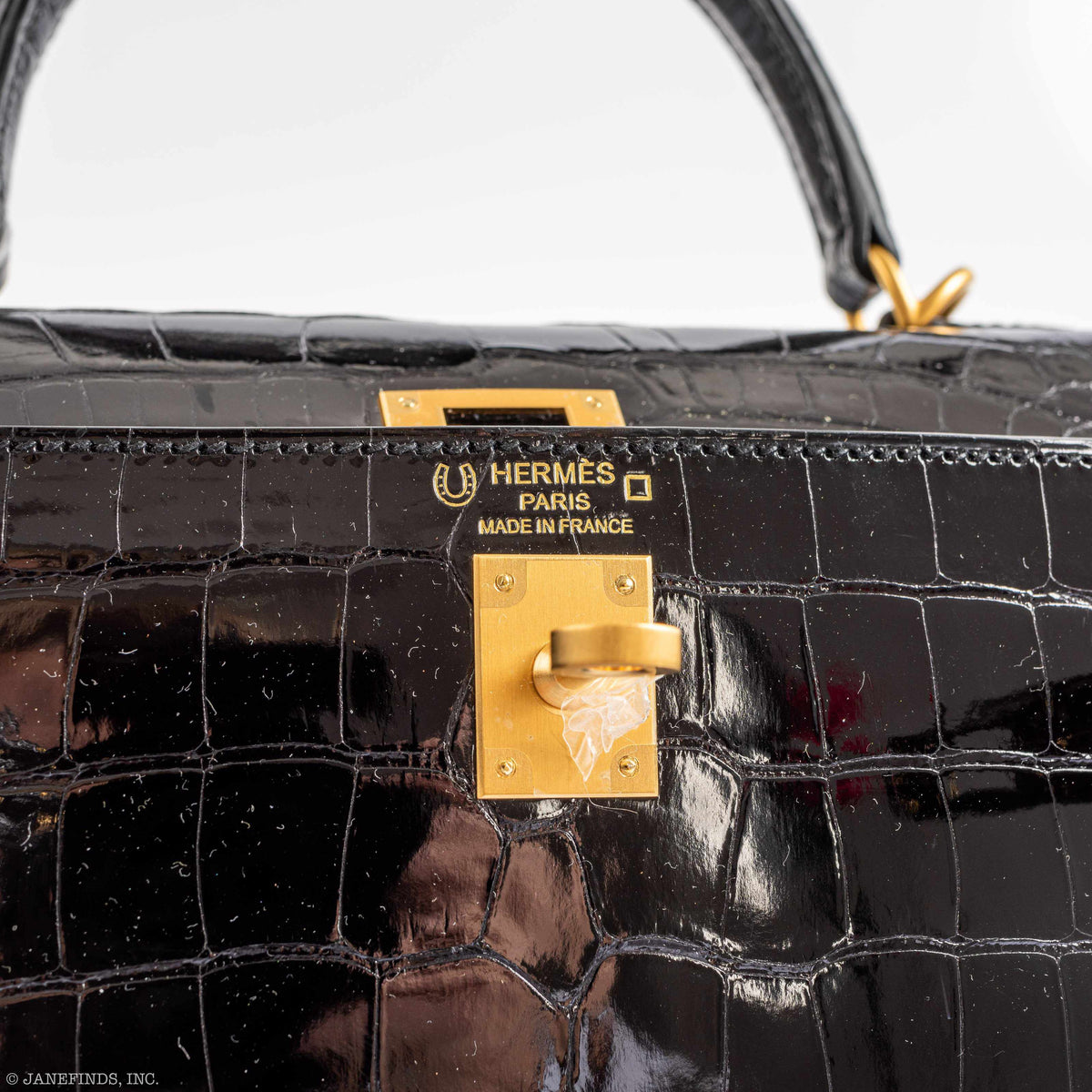 Hermes Kelly 25 HSS Sellier Black Shiny Alligator Brushed Gold Hardware Hermes