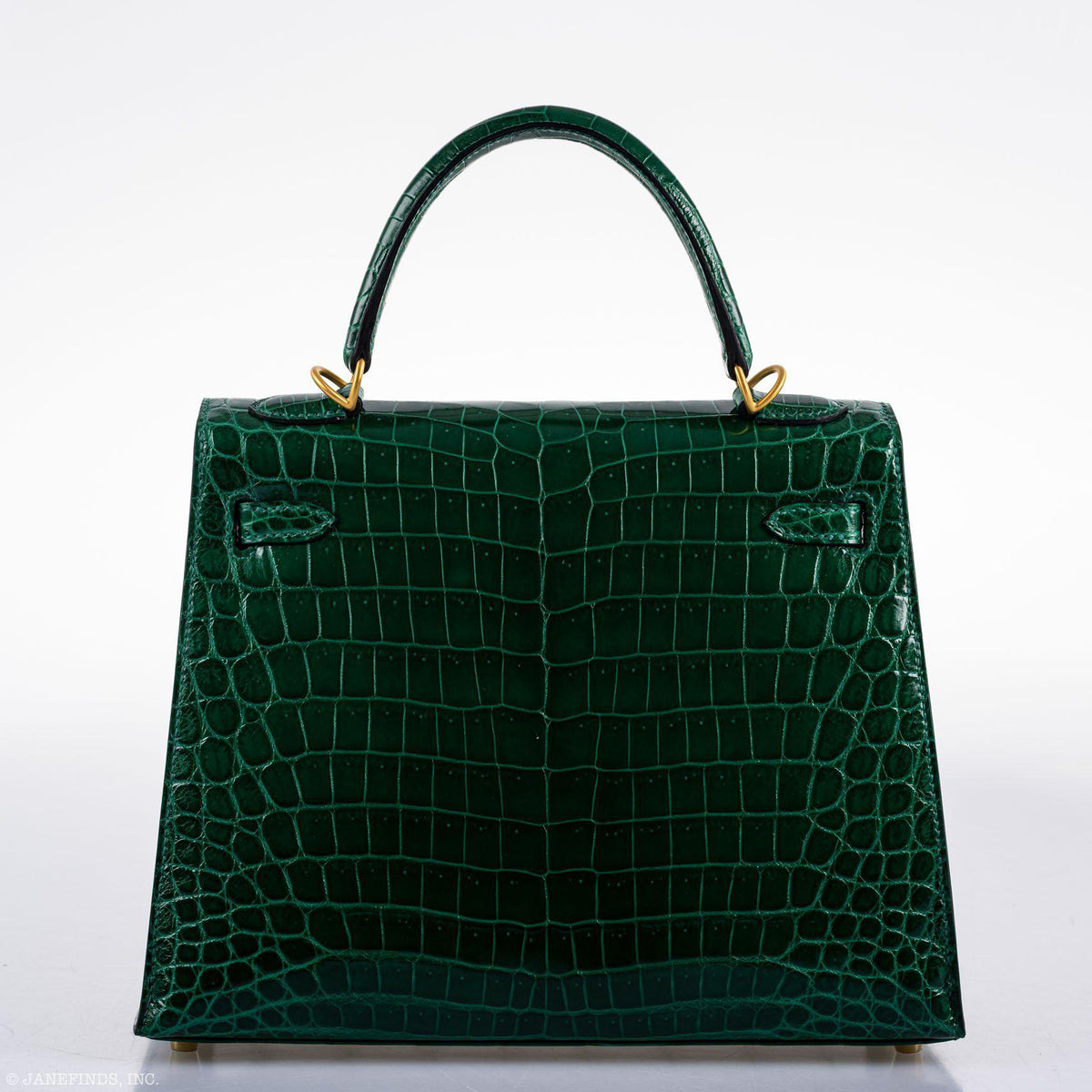 Hermes Kelly 25 HSS Sellier Emerald Nilo Crocodile & Cassis Brushed Gold Hardware Hermes