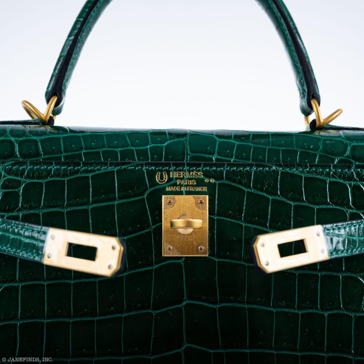 Hermes Kelly 25 HSS Sellier Emerald Nilo Crocodile & Cassis Brushed Gold Hardware Hermes