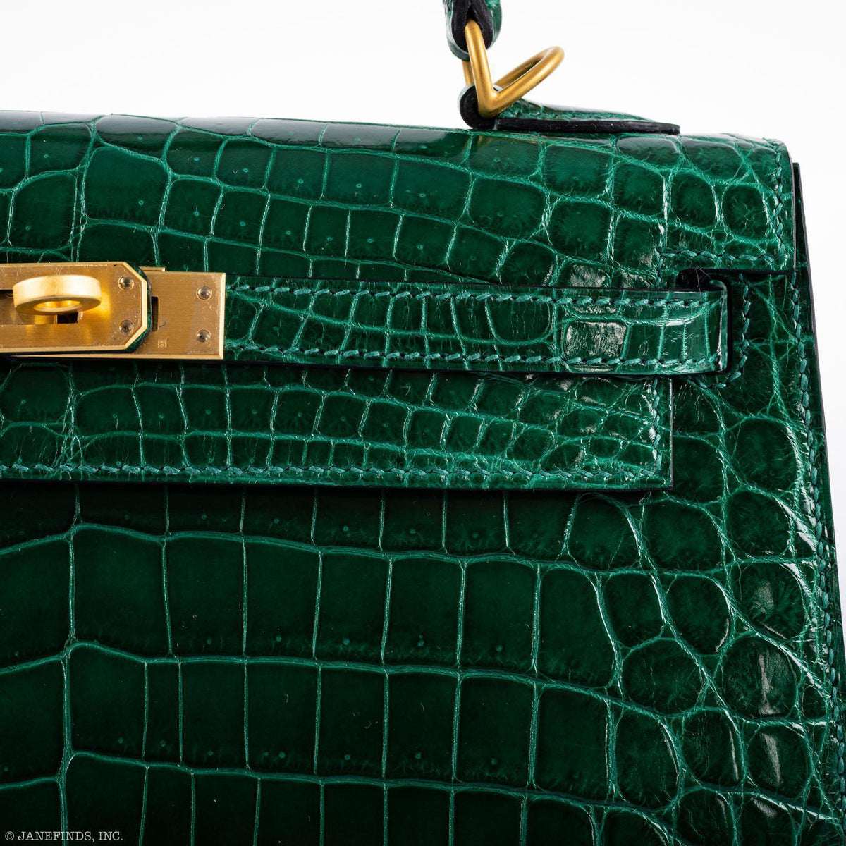 Hermes Kelly 25 HSS Sellier Emerald Nilo Crocodile & Cassis Brushed Gold Hardware Hermes