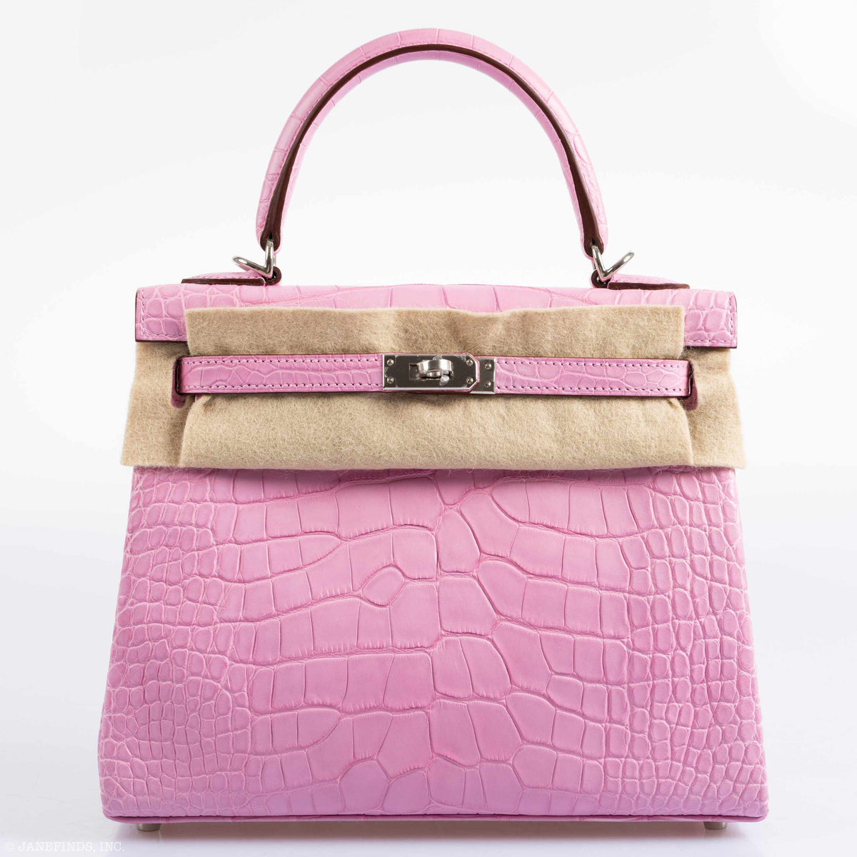 Hermes Kelly 25 Retourne 5P Bubblegum Pink Matte Alligator Palladium Hardware Hermes