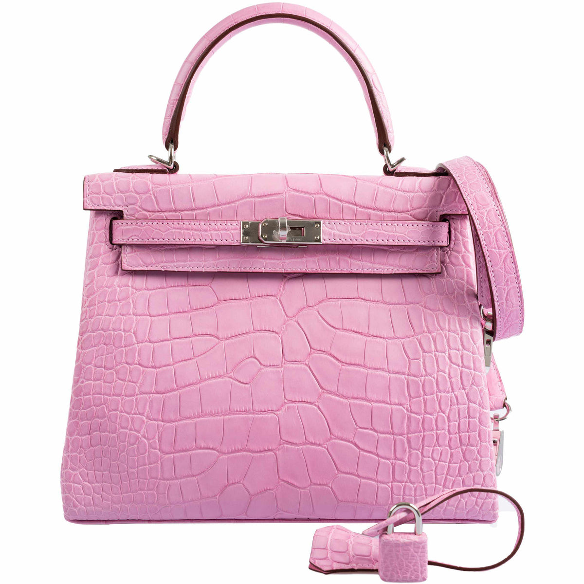Hermes Kelly 25 Retourne 5P Bubblegum Pink Matte Alligator Palladium Hardware Hermes