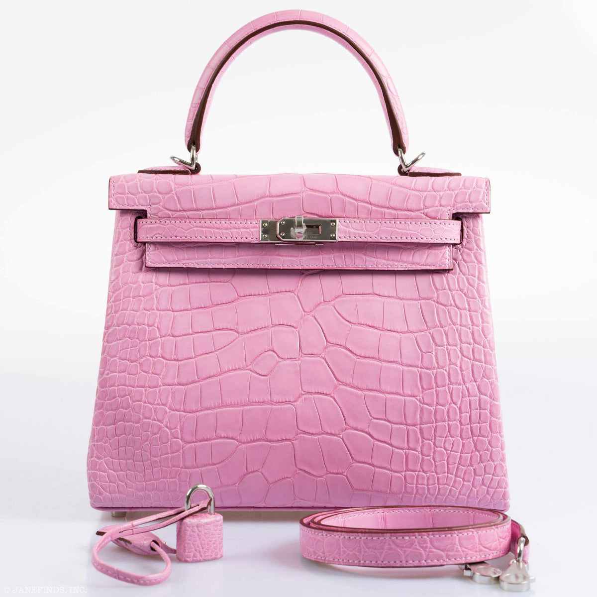 Hermes Kelly 25 Retourne 5P Bubblegum Pink Matte Alligator Palladium Hardware Hermes