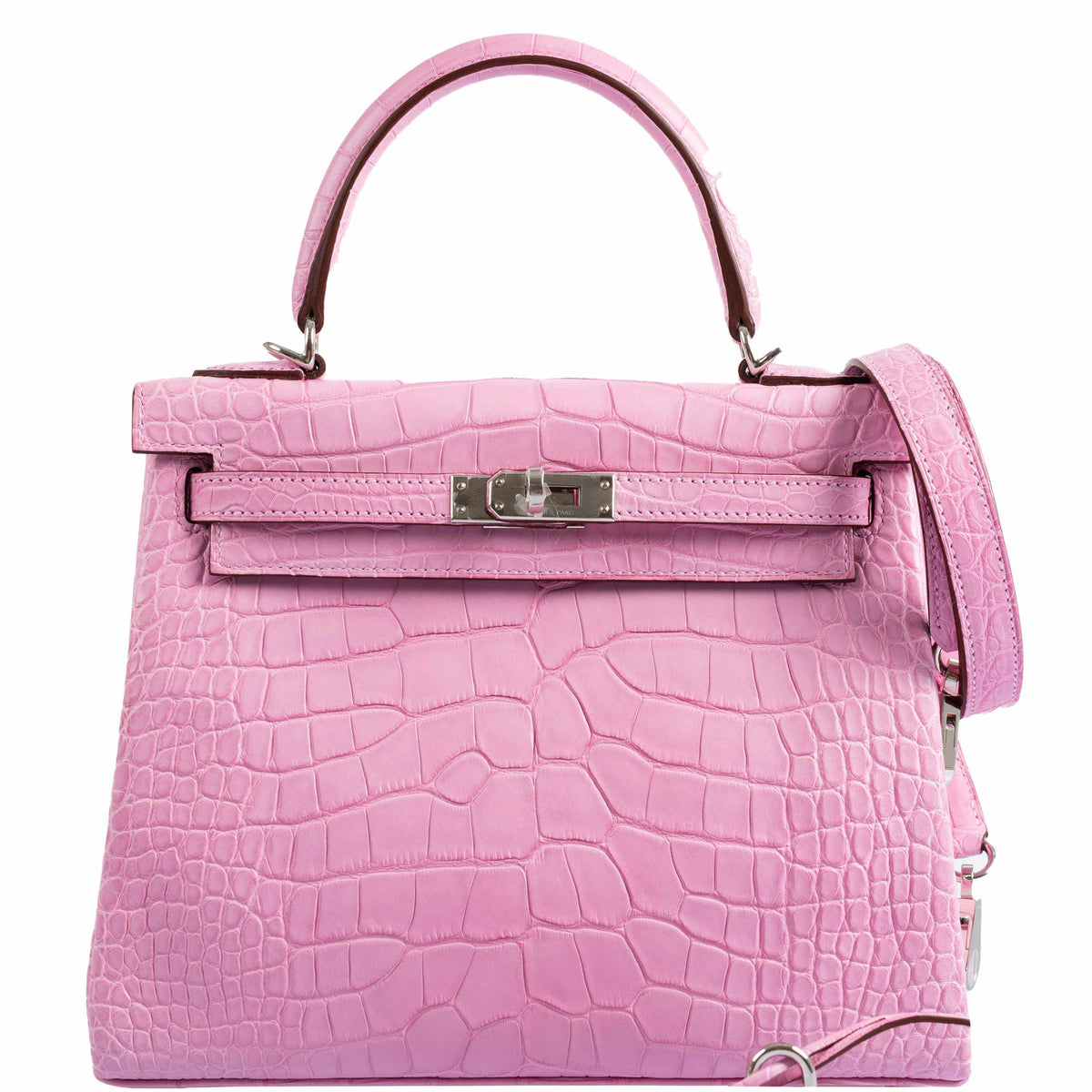 Hermes Kelly 25 Retourne 5P Bubblegum Pink Matte Alligator Palladium Hardware Hermes