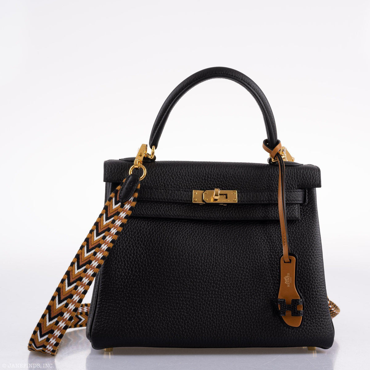 Hermes Kelly 25 Retourne Black Togo Gold Hardware Hermes