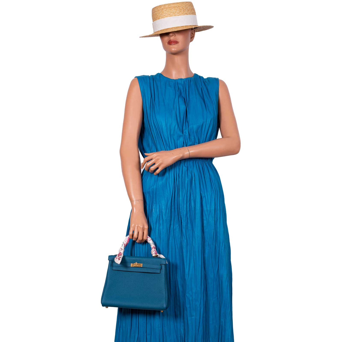 Hermes Kelly 25 Retourne Blue Colvert Togo Gold Hardware Hermes