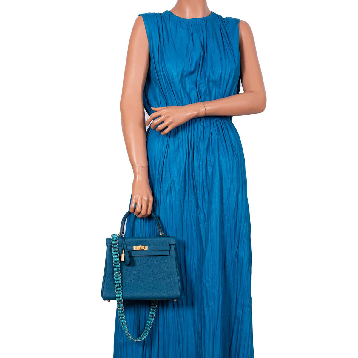 Hermes Kelly 25 Retourne Blue Colvert Togo Gold Hardware Hermes