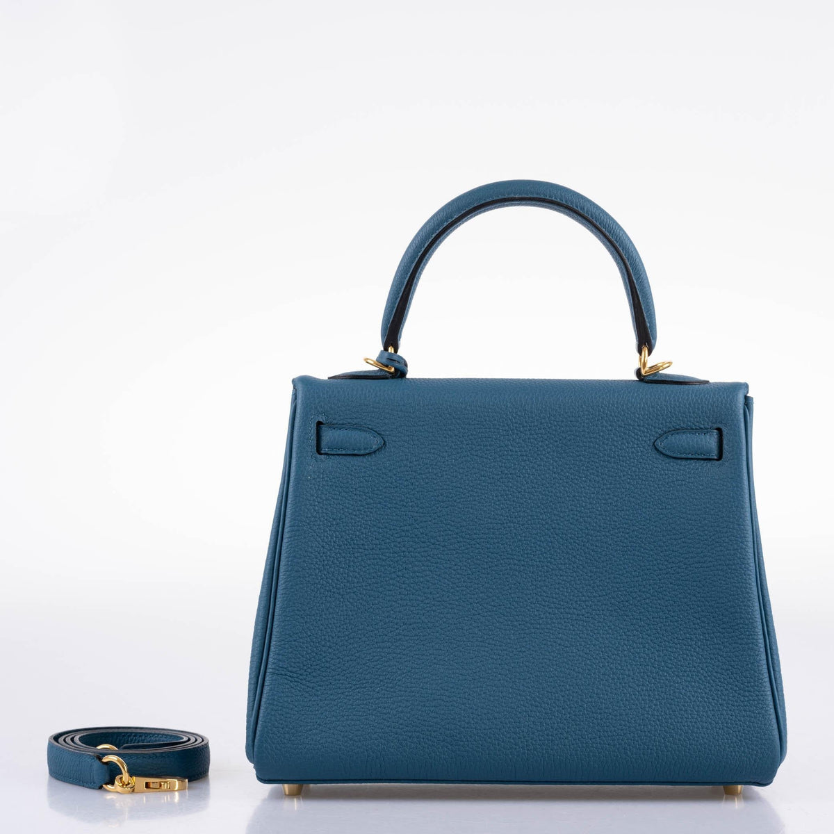 Hermes Kelly 25 Retourne Blue Colvert Togo Gold Hardware Hermes
