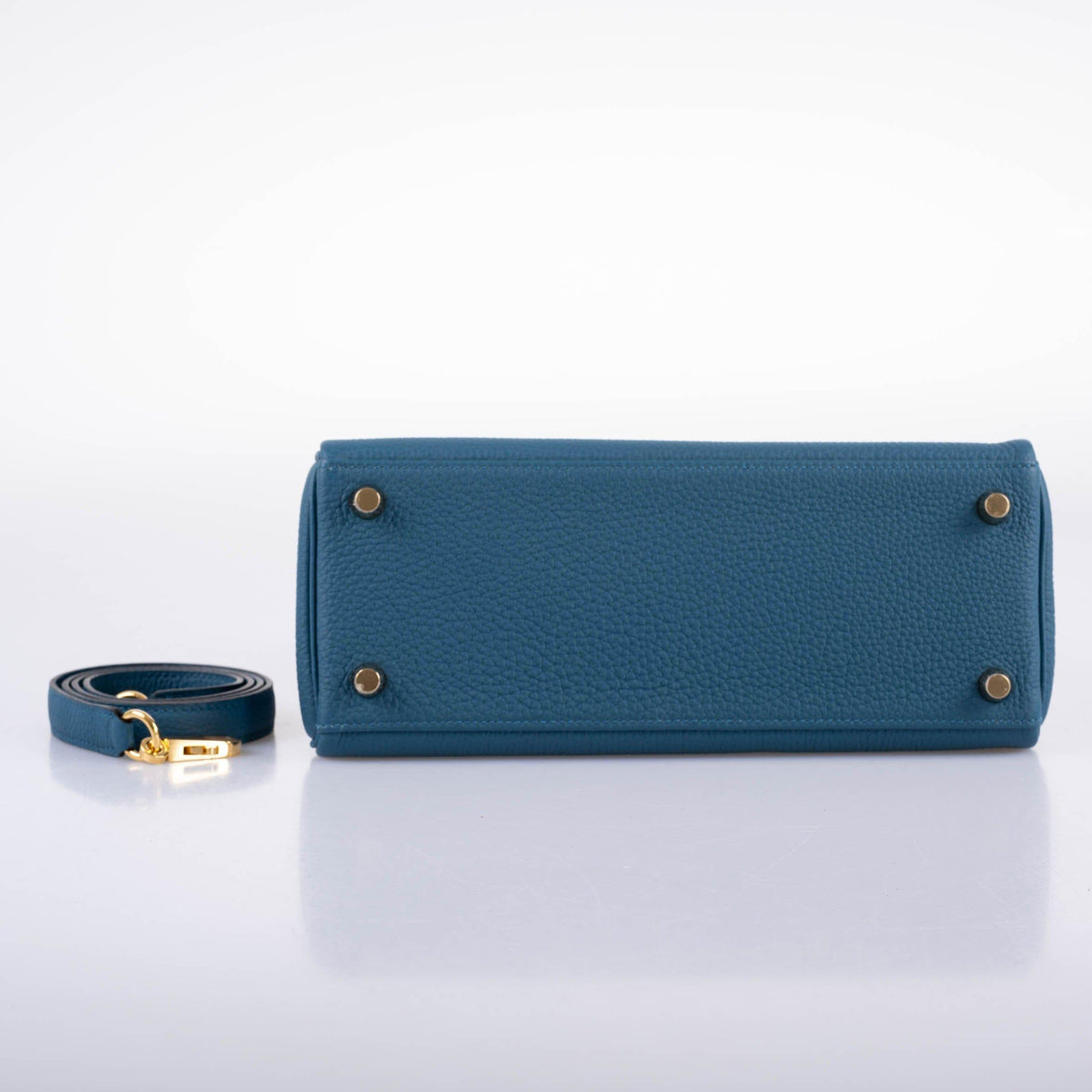 Hermes Kelly 25 Retourne Blue Colvert Togo Gold Hardware Hermes