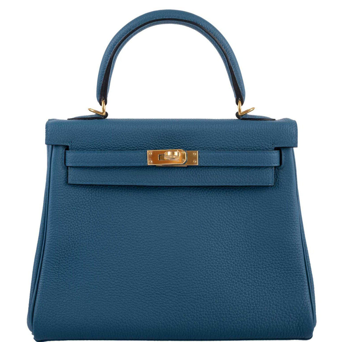 Hermes Kelly 25 Retourne Blue Colvert Togo Gold Hardware Hermes