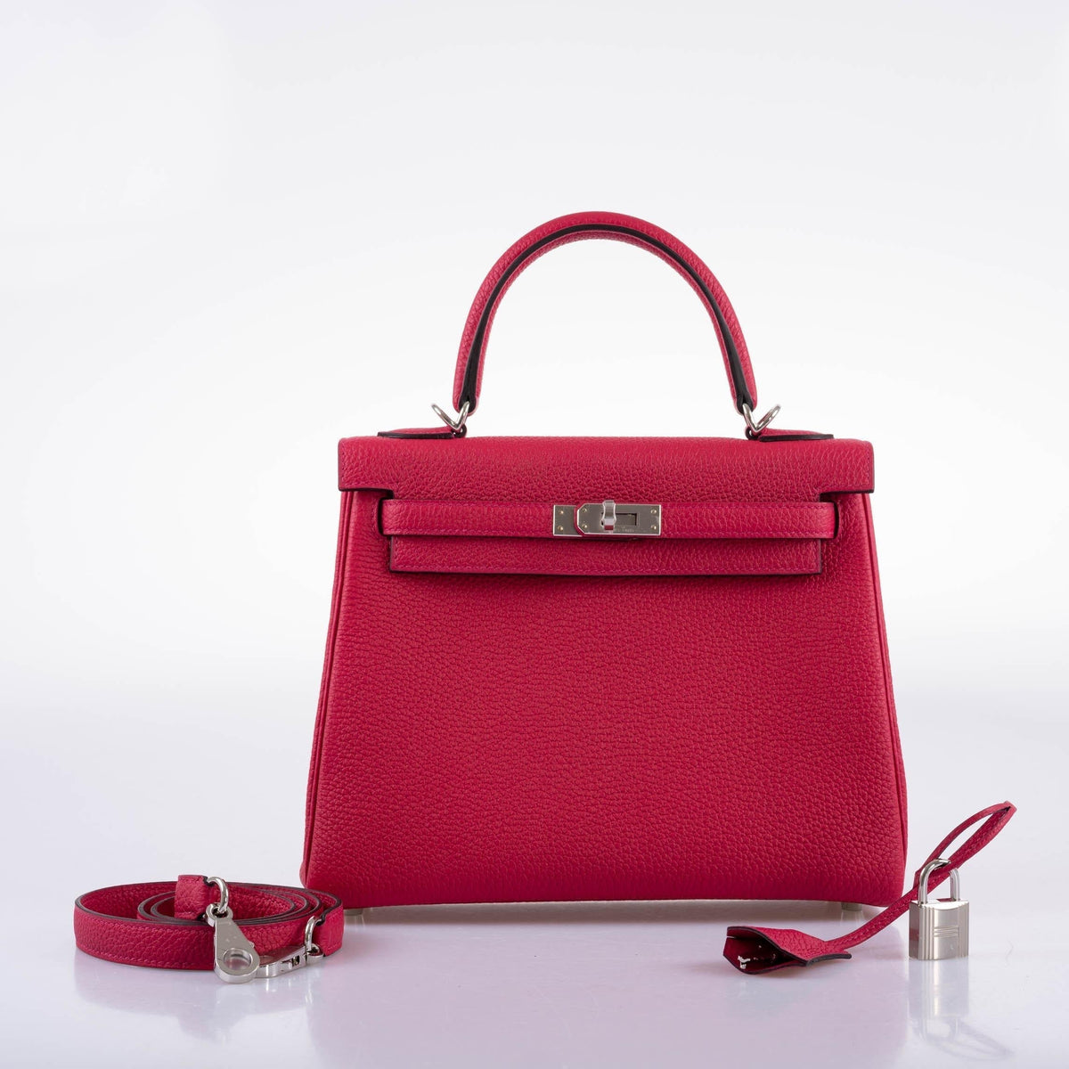 Hermes Kelly 25 Retourne Framboise Togo Palladium Hardware Hermes