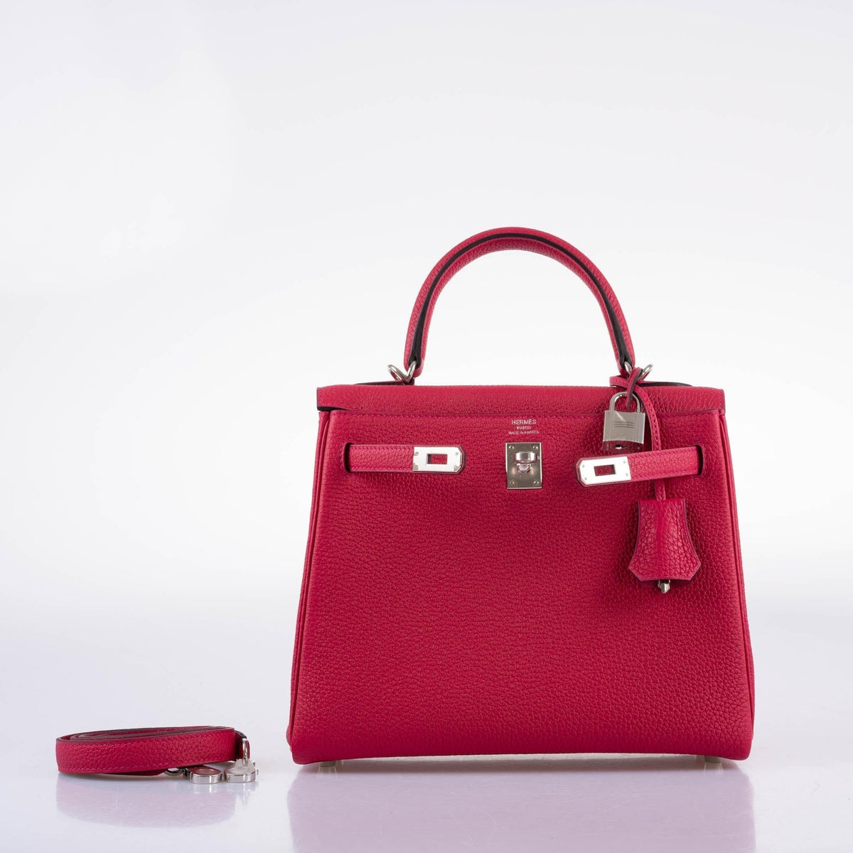 Hermes Kelly 25 Retourne Framboise Togo Palladium Hardware Hermes