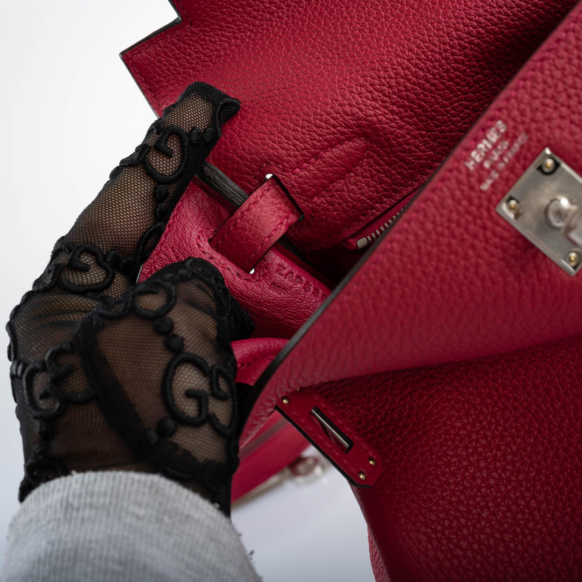 Hermes Kelly 25 Retourne Framboise Togo Palladium Hardware Hermes