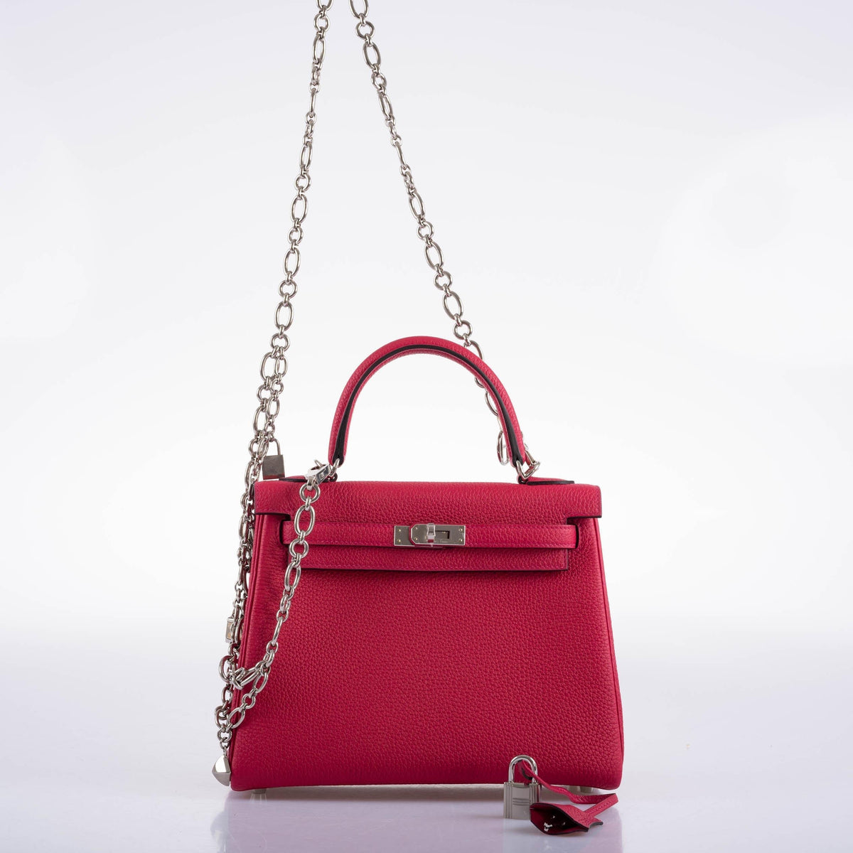 Hermes Kelly 25 Retourne Framboise Togo Palladium Hardware Hermes