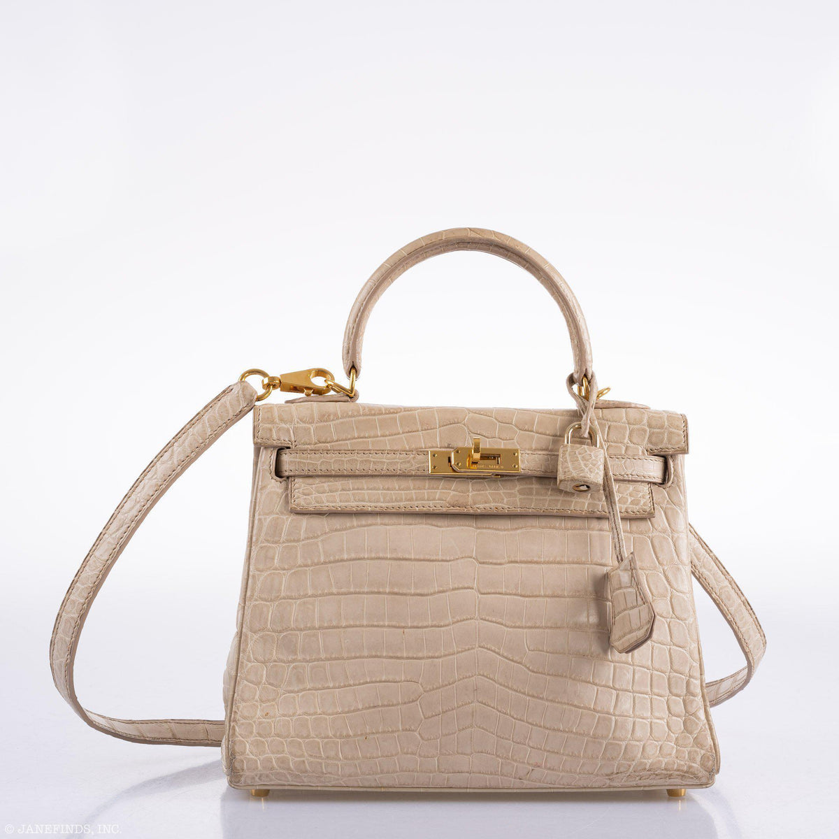 Hermes Kelly 25 Retourne Poussiere Matte Nilo Crocodile Gold Hardware Hermes