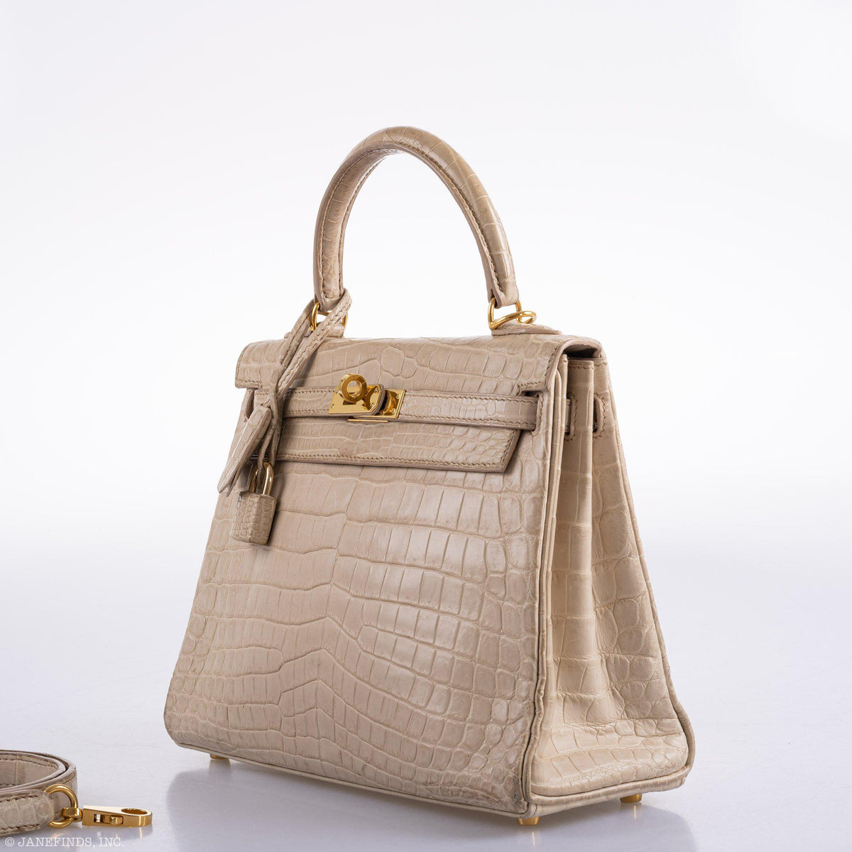 Hermes Kelly 25 Retourne Poussiere Matte Nilo Crocodile Gold Hardware Hermes