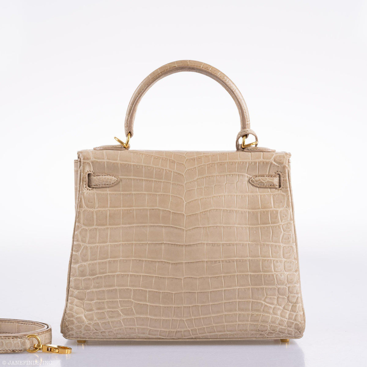 Hermes Kelly 25 Retourne Poussiere Matte Nilo Crocodile Gold Hardware Hermes