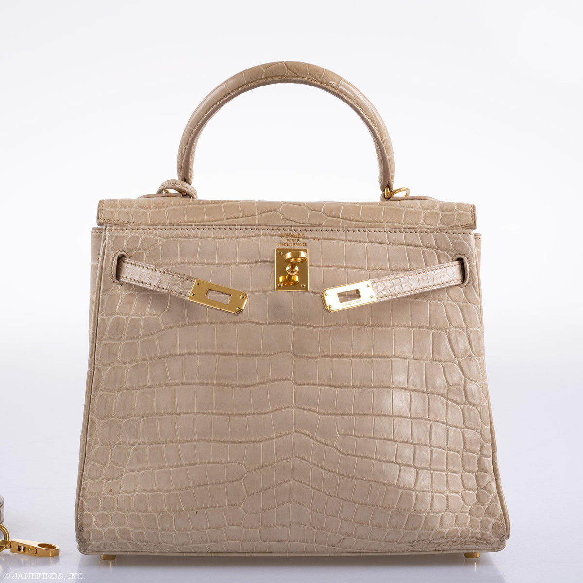 Hermes Kelly 25 Retourne Poussiere Matte Nilo Crocodile Gold Hardware Hermes
